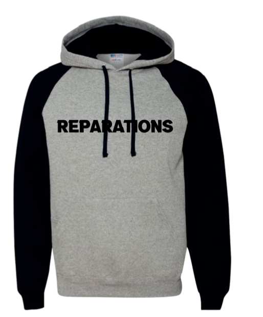 REPARATIONS  GRAY AND BLACK HOODIE
