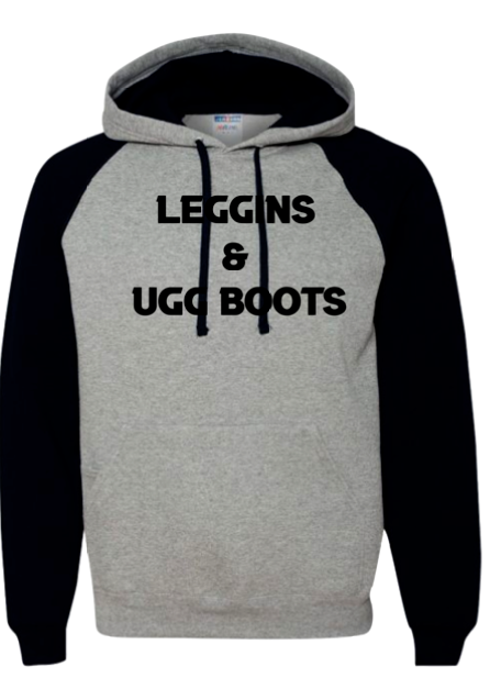 Leggins and Ugg Boots  GRAY AND BLACK HOODIE